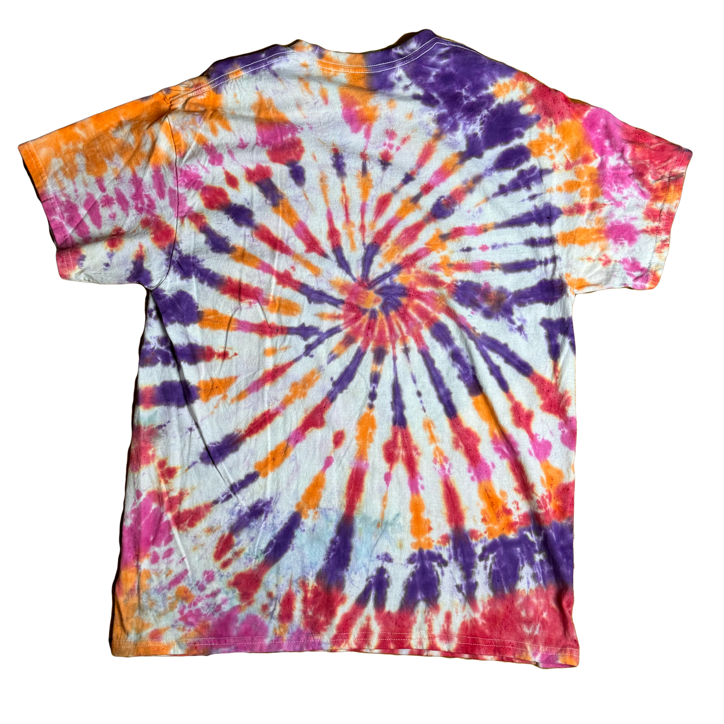 Tie Dye T-Shirt - Orange Pink Purple Spiral LARGE