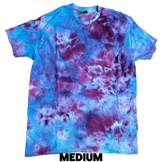 Tie Dye T-Shirt - Pinkish Purple Blue Abstract MEDIUM