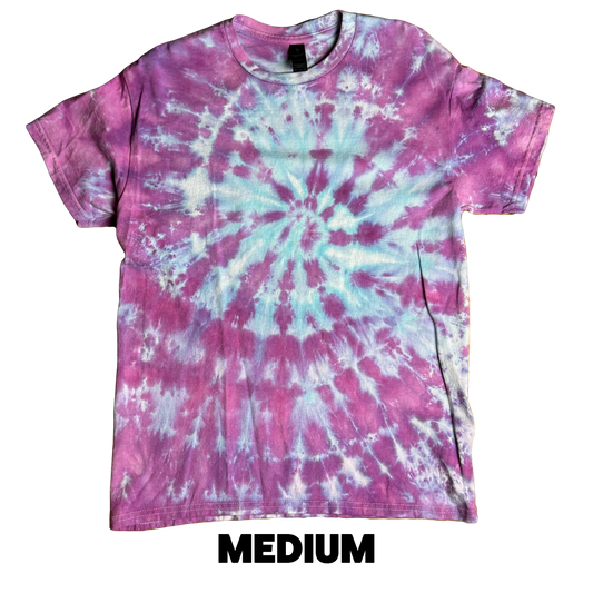 Tie Dye T-Shirt - Violet Baby Blue Spiral MEDIUM