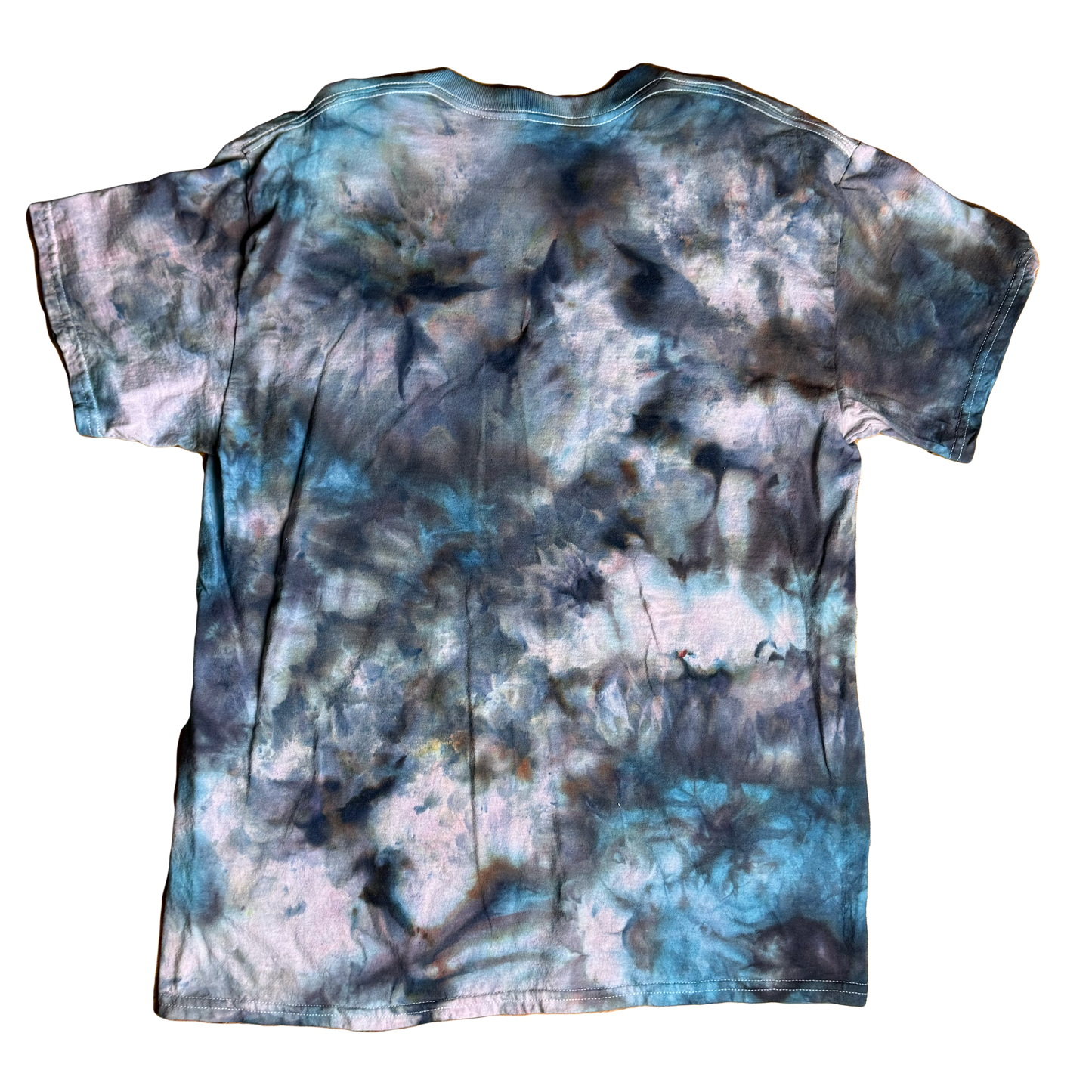 Tie Dye T-Shirt - Blue Gray Beige Scrunch LARGE