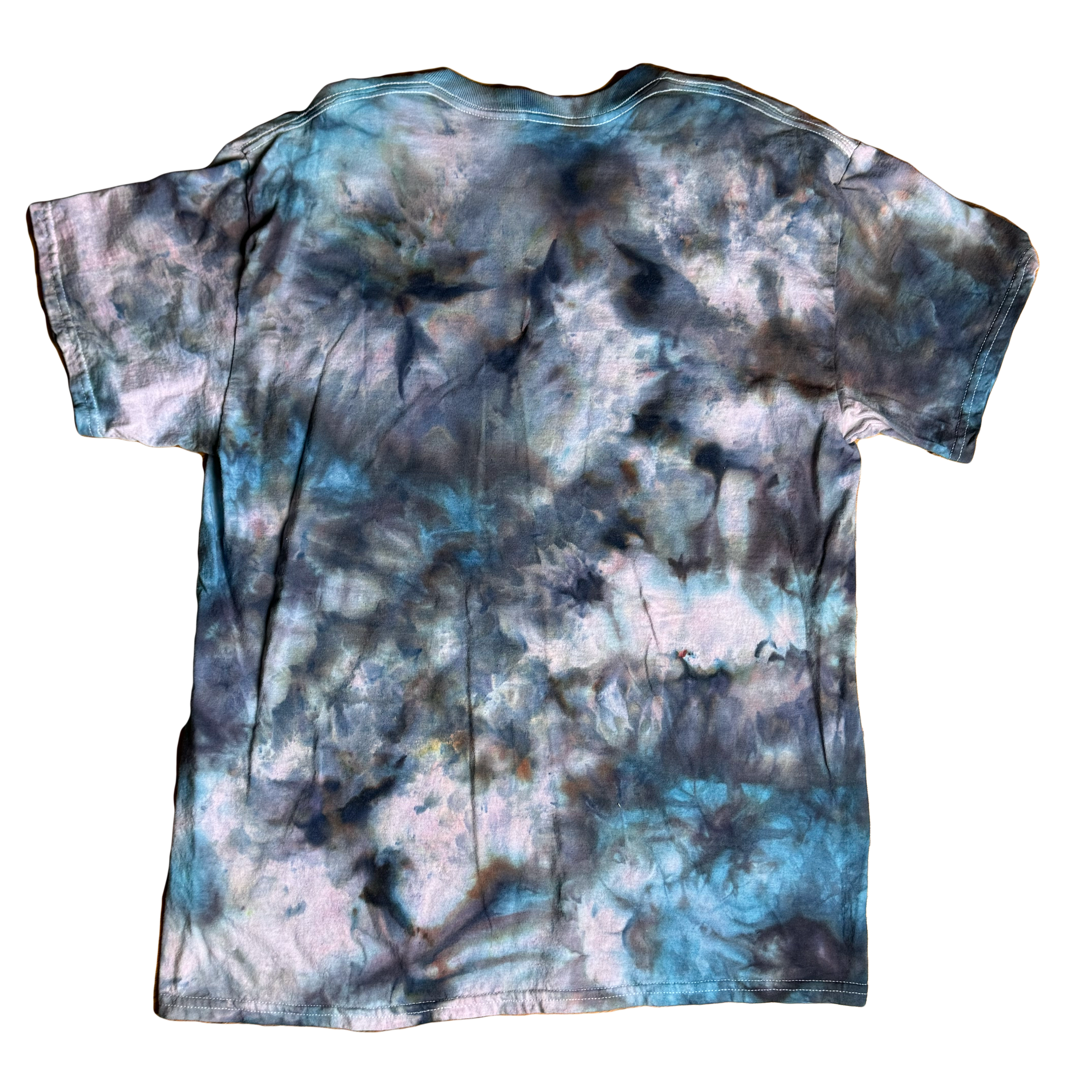 Tie Dye T-Shirt - Blue Gray Beige Scrunch LARGE