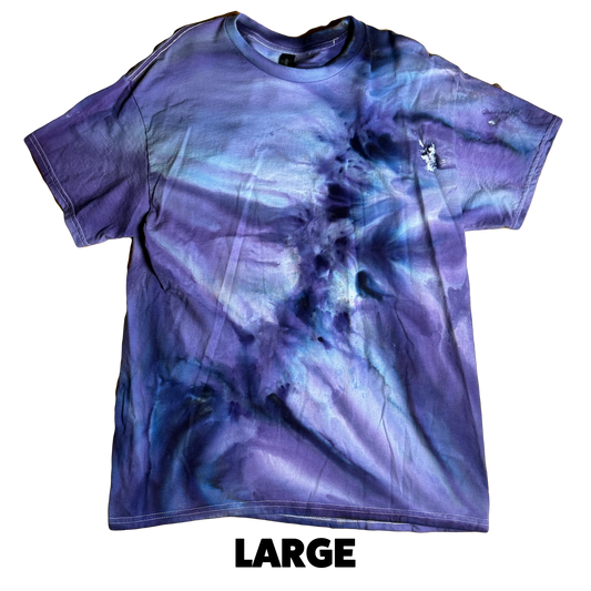 Tie Dye T-Shirt - Blue Gray Purple Gravity LARGE