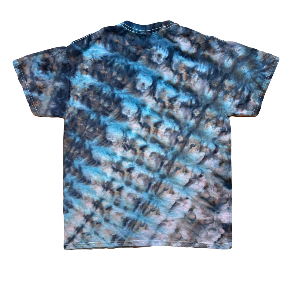 Tie Dye T-Shirt - Blue Gray Brown Diagonal MEDIUM