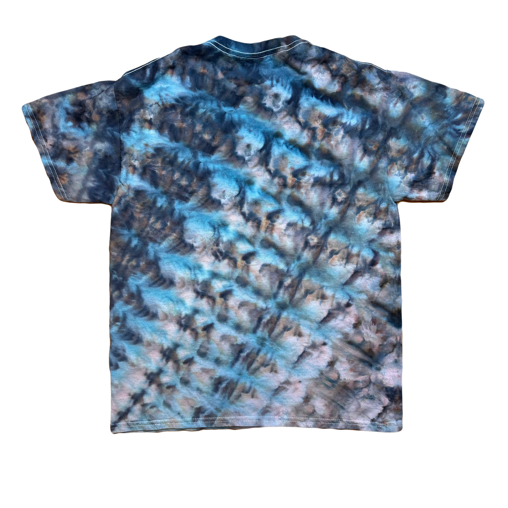 Tie Dye T-Shirt - Blue Gray Brown Diagonal MEDIUM