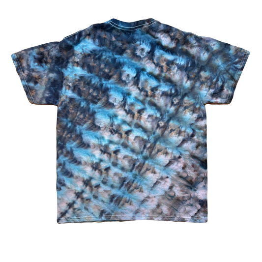 Tie Dye T-Shirt - Blue Gray Brown Diagonal MEDIUM