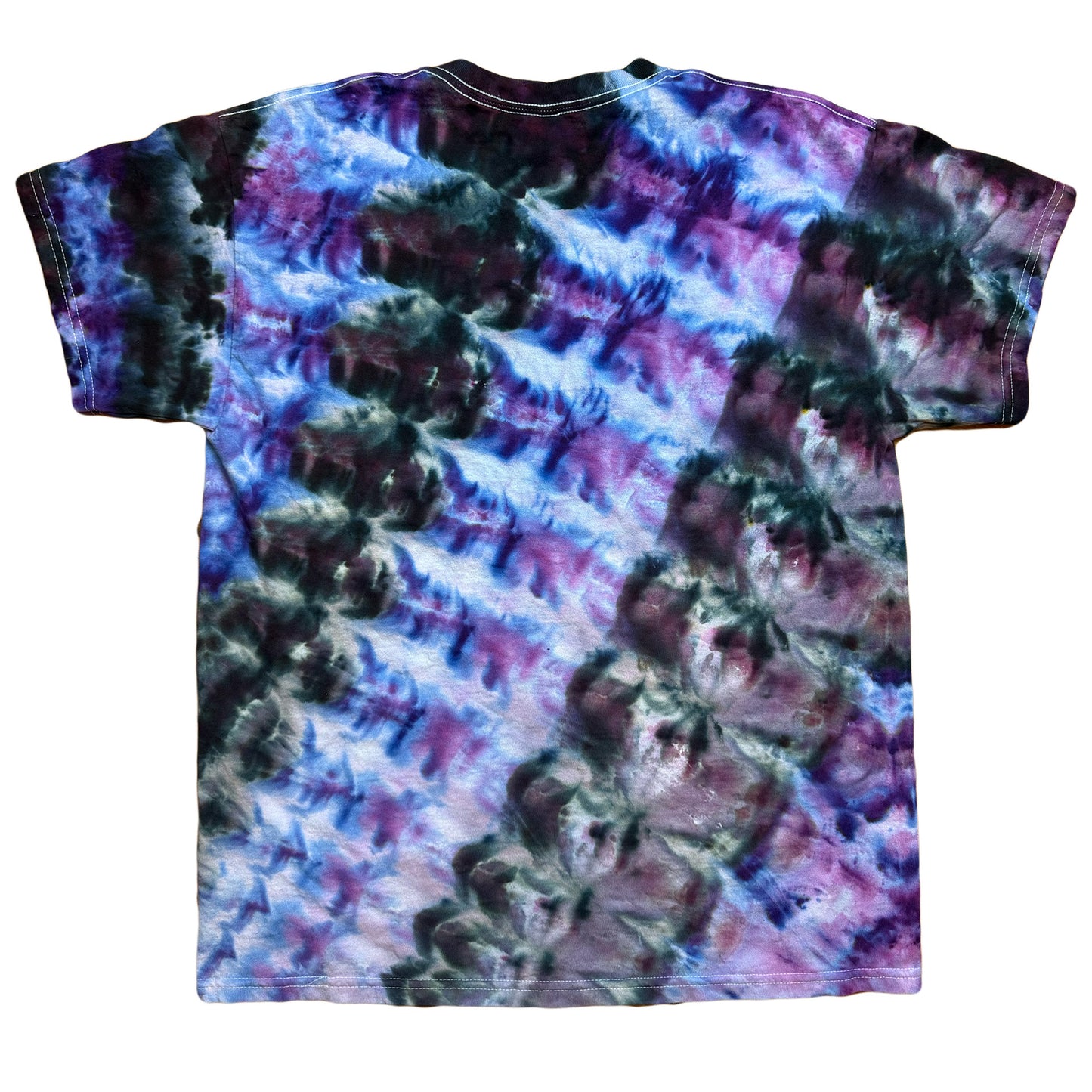 Tie Dye T-Shirt - Blue Purple Black Diagonal LARGE