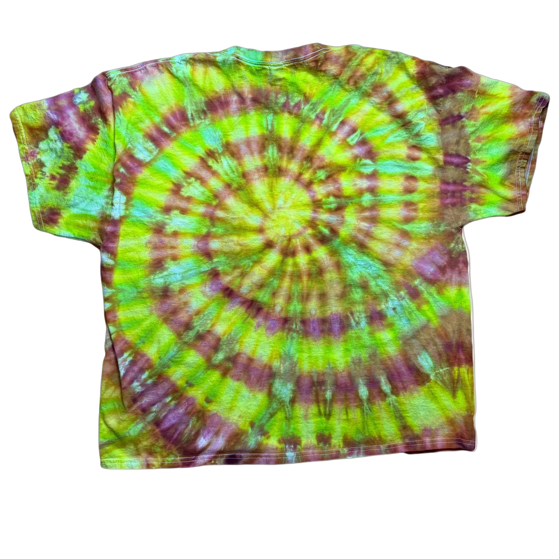 green and purple tie dye shirt