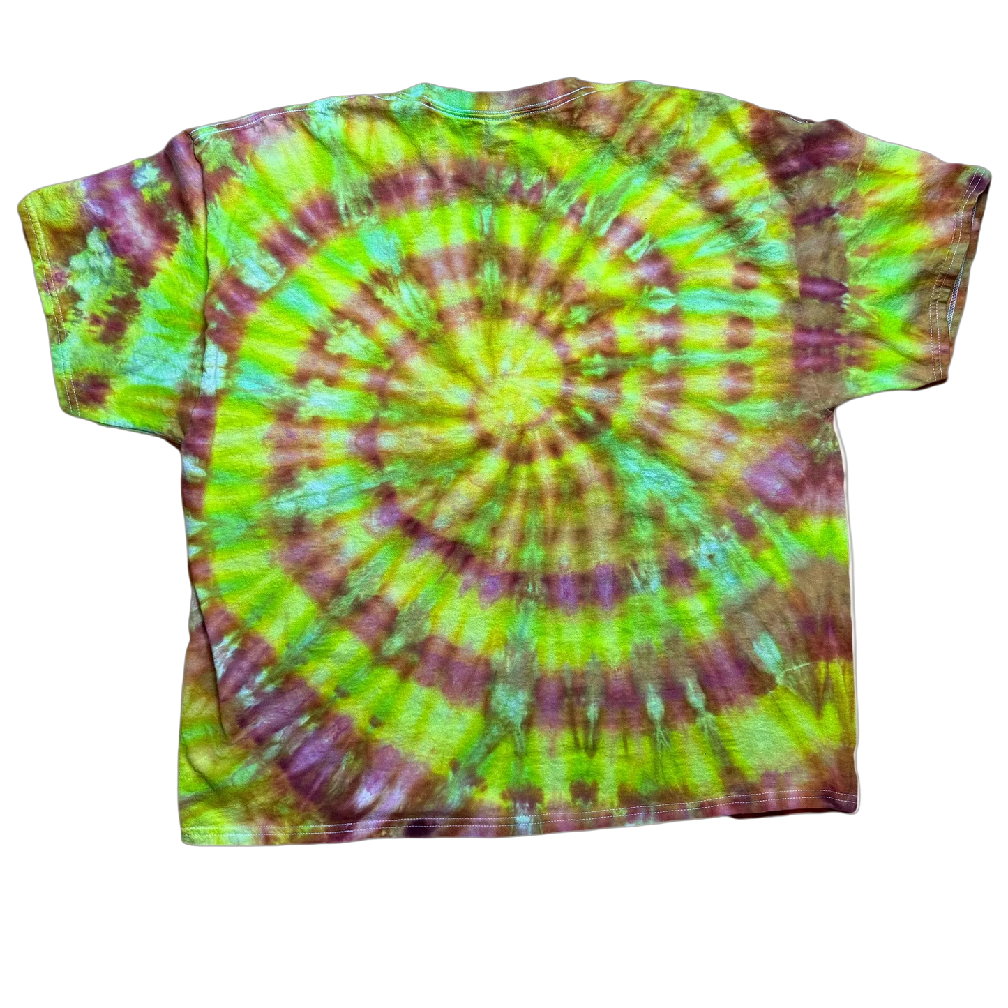 Tie Dye T-Shirt - Lime Green Orange Purple Spiral 3XL