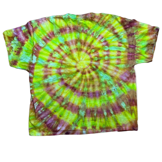 Tie Dye T-Shirt - Lime Green Orange Purple Spiral 3XL