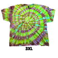 Tie Dye T-Shirt - Lime Green Orange Purple Spiral 3XL