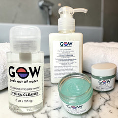 GOOW The Double Cleanse - two-step oil and gel double cleanse system clean anti-aging pro longevity skin care skincare