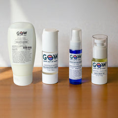 Creamy Cleanser, Rejuvenating Serum, Copper Peptide Serum, and C+E Brightening Face and Body Oil