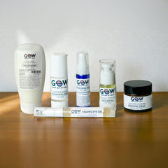 Creamy Cleanser, Rejuvenating Serum, Copper Peptide Serum, Firming Eye Gel, Bakuchiol Cream, and C+E Brightening Face and Body Oil
